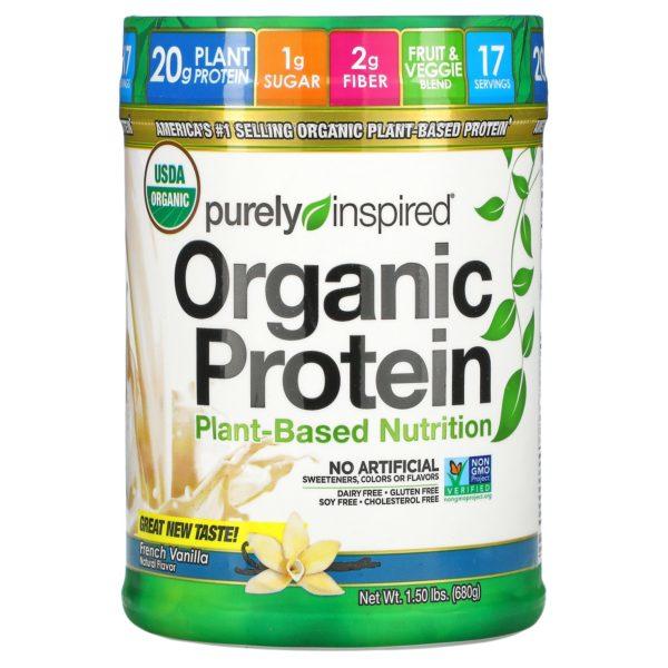 Purely Inspired, Proteína orgánica, batido nutricional a base de plantas, vainilla francesa, 1,50 libras (680 g)