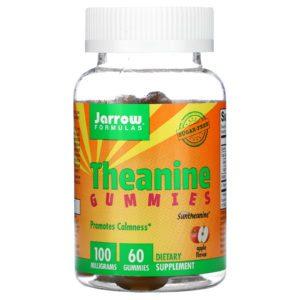 Jarrow Formulas, Gomitas con teanina, Sin azúcar, Sabor a manzana, 100 mg, 60 gomitas