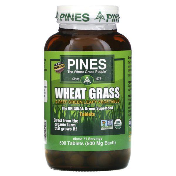 Pines International, Wheat Grass, 500 mg, 500 Tablets