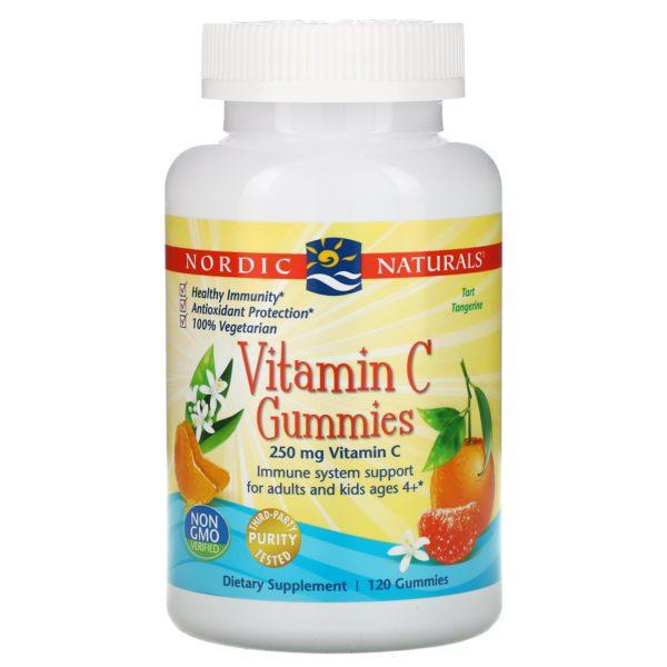 Nordic Naturals, Gomas de vitamina C de mandarina, 250 mg, 120 gomas