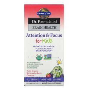 Garden of Life, Dr. Formulated Brain Health, Attention & Focus for Kids, Watermelon Berry, 60 Yummy Chewables