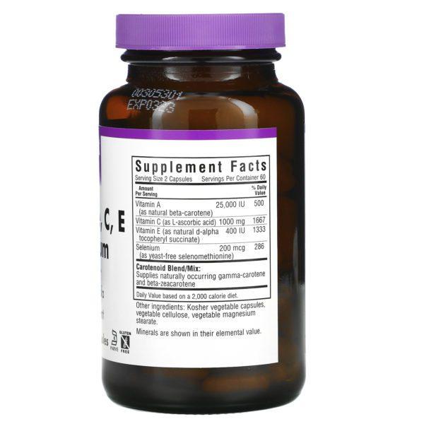 Bluebonnet Nutrition, Beta Carotene, C, E Plus Selenium, 120 Vegetable Capsules - Imagen 2