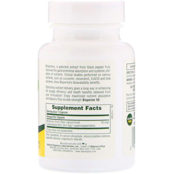 Nature's Plus, Bioperina 10, 90 cápsulas vegetales - Imagen 2