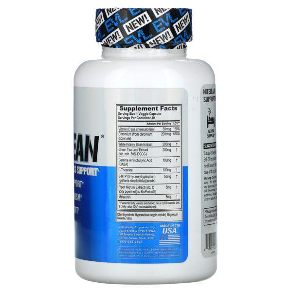 EVLution Nutrition, NiteLean, Nighttime Weight Loss Support, 30 Veggie Capsules - Imagen 2