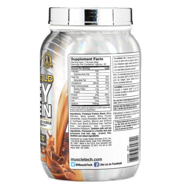 Muscletech, ProSeries, Premium Gold 100% Whey Protein, Double Rich Chocolate, 2.23 lb (1.01 kg) - Imagen 2