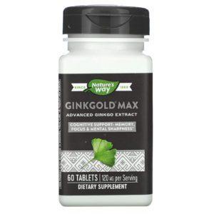 Nature's Way, Ginkgold Max, 120 mg, 60 comprimidos