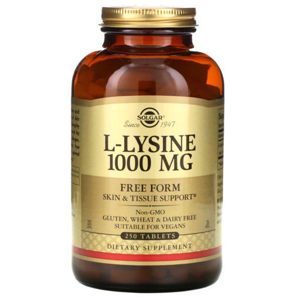 Solgar, L-Lisina, libre, 1000 mg, 250 pastillas