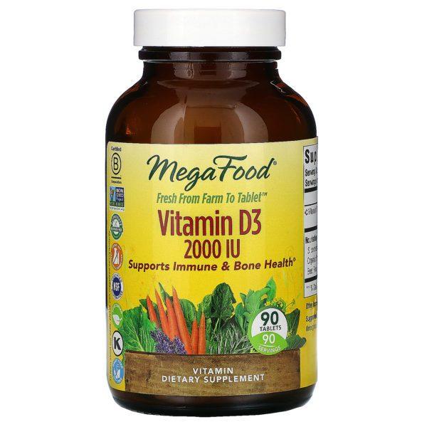 MegaFood, Vitamina D3, 2000 UI, 90 comprimidos