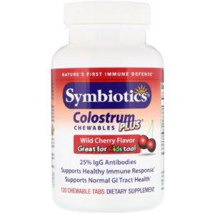 Symbiotics, Comprimidos masticables de calostro plus, sabor cereza salvaje, 120 comprimidos masticables