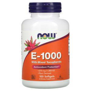 Now Foods, E-1000 with Mixed Tocopherols, 670 mg (1,000 IU), 100 Softgels
