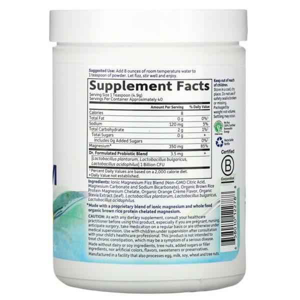 Garden of Life, Producto  formulado por un médico, Magnesio en polvo proveniente de alimentos integrales, Naranja, 197,4 g (7 oz) - Imagen 2