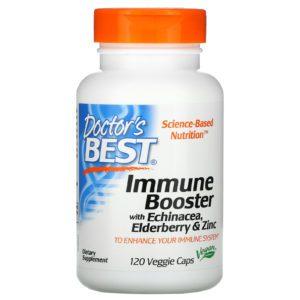 Doctor's Best, Refuerzo inmunitario con equinácea, saúco y zinc, 120 cápsulas vegetarianas