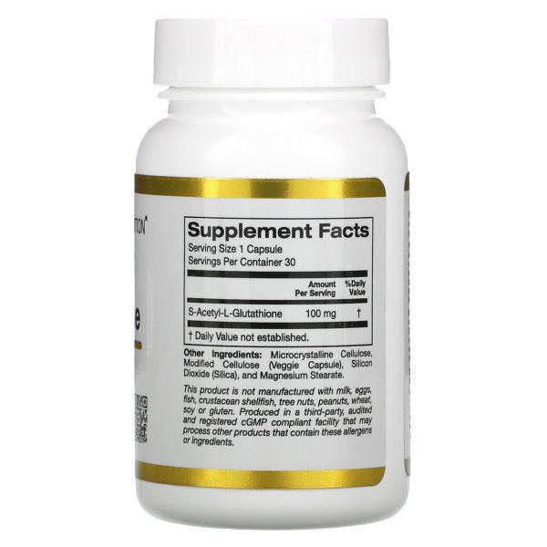 California Gold Nutrition, S-acetil-L-glutatión, 100 mg, 30 cápsulas vegetales - Imagen 2