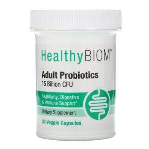 HealthyBiom, Probióticos para adultos, 15.000 millones de UFC, 30 cápsulas vegetales