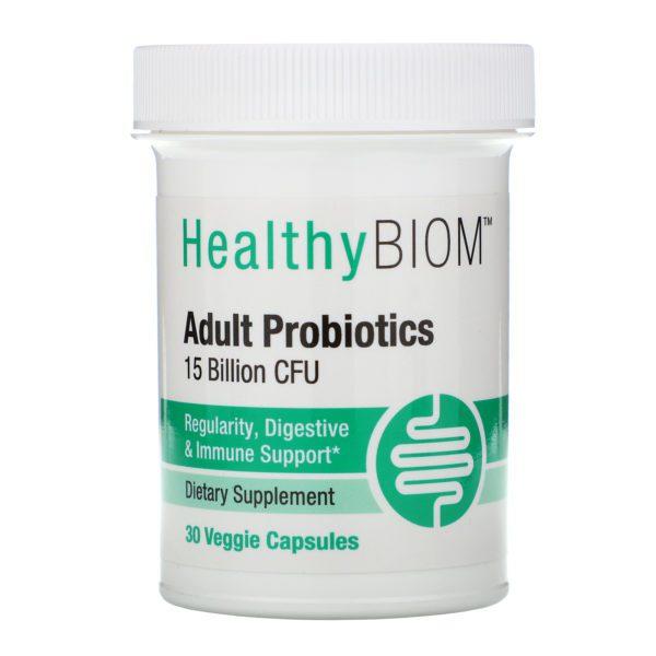 HealthyBiom, Probióticos para adultos, 15.000 millones de UFC, 30 cápsulas vegetales