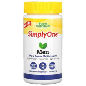 Super Nutrition, SimplyOne, para hombre, multivitamínico de triple potencia, 90 tabletas