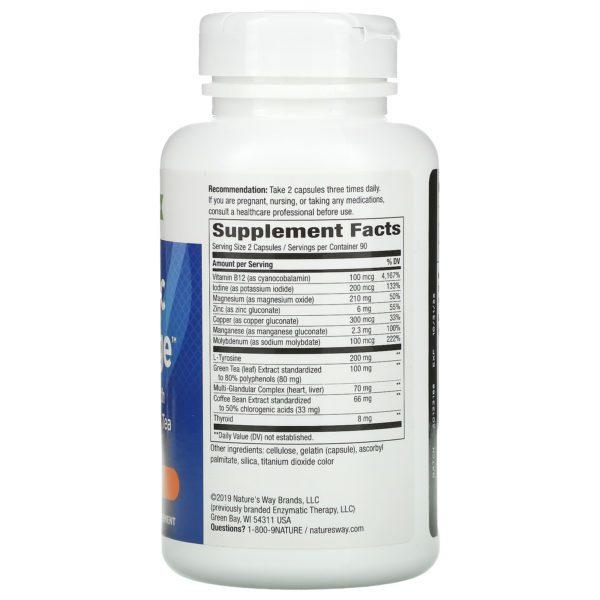 Nature's Way, Metabolic Advantage, Fórmula Tiroide con Café Verde y Té Verde, Metabolismo, 180 Cápsulas - Imagen 2