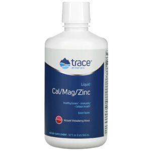 Trace Minerals Research, Liquid Cal/Mag/Zinc, Natural Strawberry Flavor, 32 fl oz (946 ml)