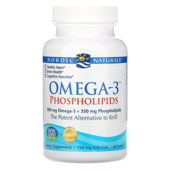 Nordic Naturals, Omega-3 Phospholipids, 750 mg, 60 cápsulas blandas