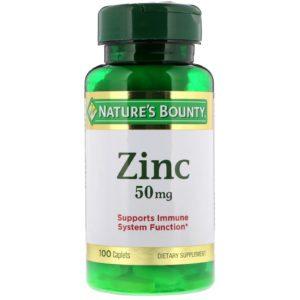 Nature's Bounty, Zinc, 50 mg, 100 comprimidos oblongos