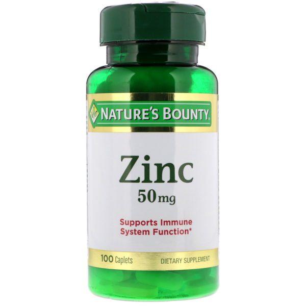 Nature's Bounty, Zinc, 50 mg, 100 comprimidos oblongos