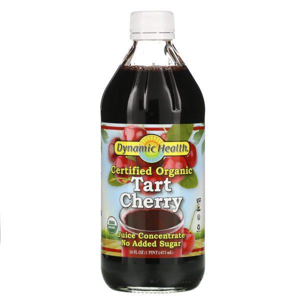 Dynamic Health  Laboratories, Certified Organic Tart Cherry, 100% Juice Concentrate, Unsweetened, 16 fl oz (473 ml)