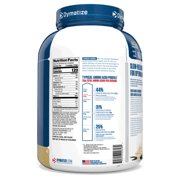Dymatize Nutrition, Caseína Élite, Vainilla lisa, 4 lb (1.8 kg) - Imagen 2