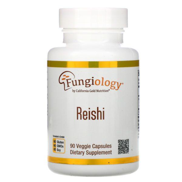 California Gold Nutrition, Reishi (Ganoderma lucidum), Espectro completo, Producto orgánico certificado, Protección celular, 90 cápsulas vegetales Plantcaps