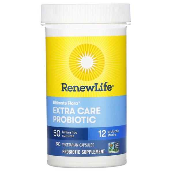 Renew Life, Ultimate Flora, Probiótico para cuidado adicional, 50.000 millones de cultivos vivos, 90 cápsulas vegetales - Imagen 3