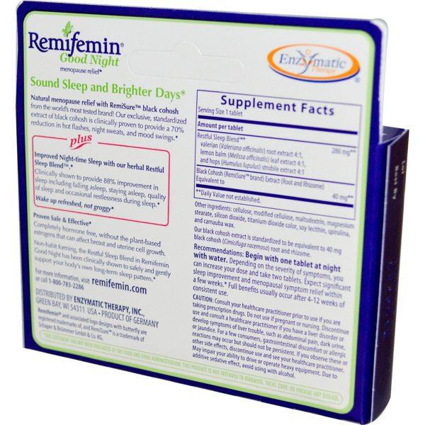 Enzymatic Therapy, Remifemin, buenas noches, 21 tabletas - Imagen 2