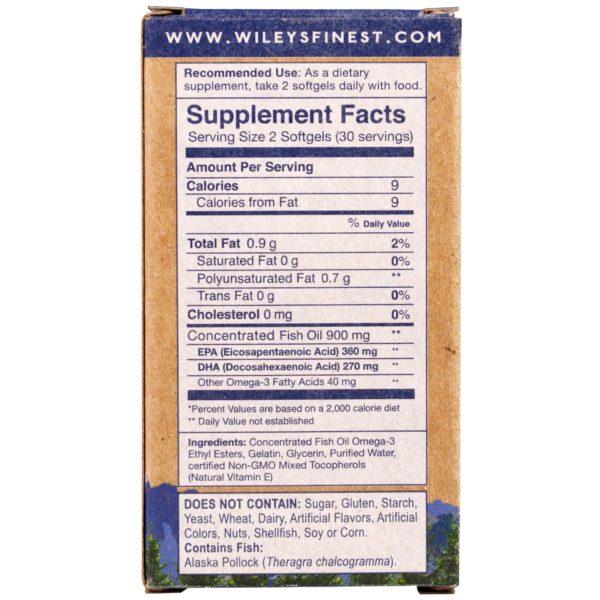 Wiley's Finest, Wild Alaskan Fish Oil, Easy Swallow Minis, 630 mg, 60 Softgels - Imagen 2