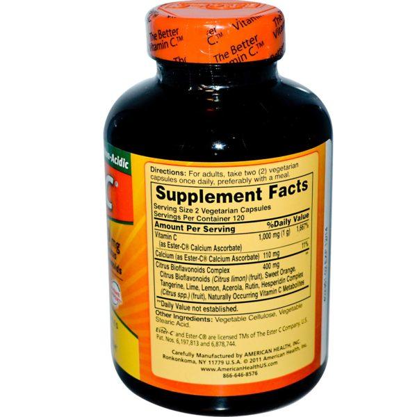 American Health, Ester-C with Citrus Bioflavonoids, 500 mg, 240 Vegetarian Capsules - Imagen 2
