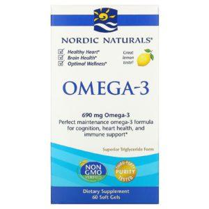 Nordic Naturals, Omega-3, Limón, 690 mg, 60 geles blandos