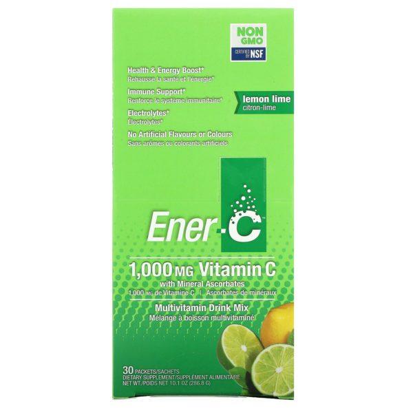 Ener-C, Vitamin C, Multivitamin Drink Mix, Lemon Lime, 1,000 mg, 30 Packets, 10.1 oz. (286.8 g)