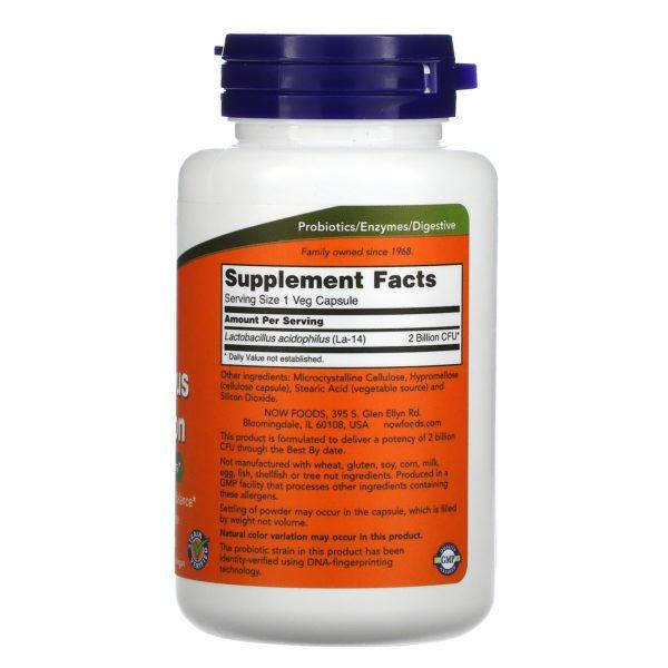 Now Foods, Acidophilus, Two Billion, 100 Veg Capsules - Imagen 2