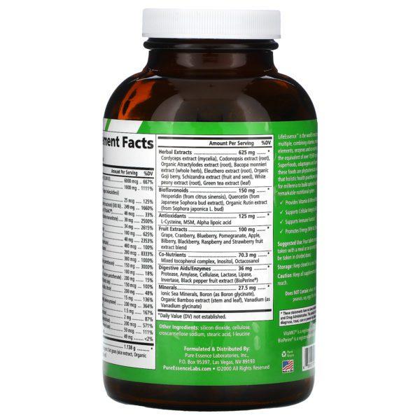 Pure Essence, LifeEssence, Suplemento multivitamínico a base de alimentos integrales, 240 comprimidos - Imagen 3