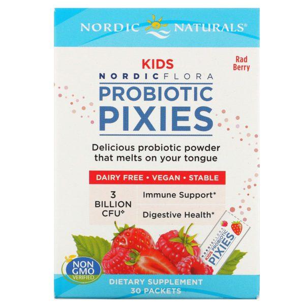 Nordic Naturals, Flora Nórdica para Niños, polvo probiótico, bayas rojas, 3 mil millones de CFU, 30 empaques