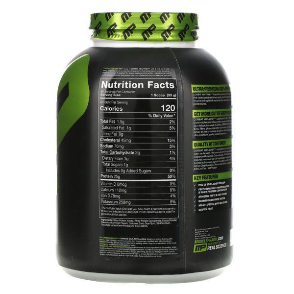 MusclePharm, Combate, 100 % Whey, Proteína de suero de leche, Leche chocolatada, 2269 g (5 lb) - Imagen 2