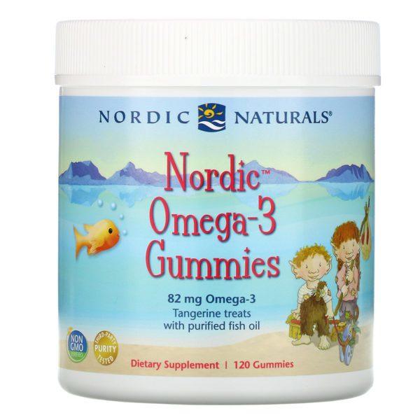Nordic Naturals, Nordic Omega-3 Gummies, Gomitas de omega-3, Bocaditos de mandarina, 82 mg, 120 gomitas