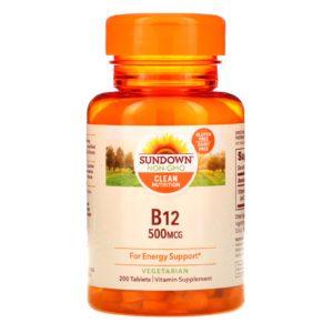Sundown Naturals, B-12, 500 mcg, 200 comprimidos