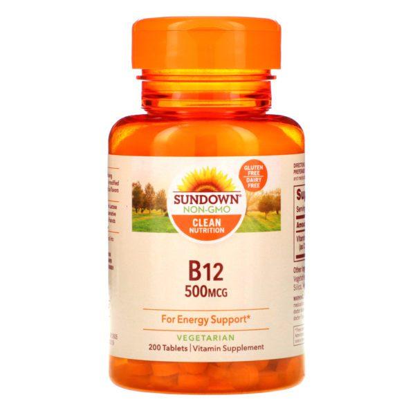 Sundown Naturals, B-12, 500 mcg, 200 comprimidos