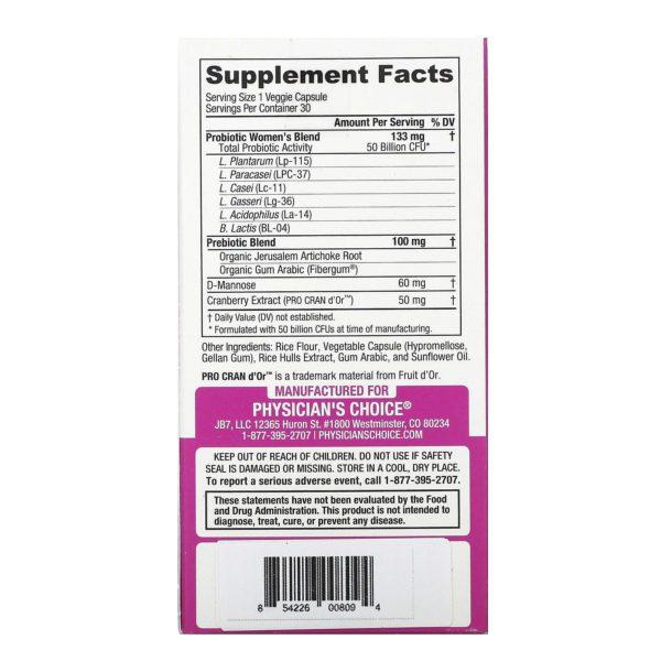 Physician's Choice, Women's Probiotic 50 Billion, 30 Vegetarian Capsules - Imagen 2