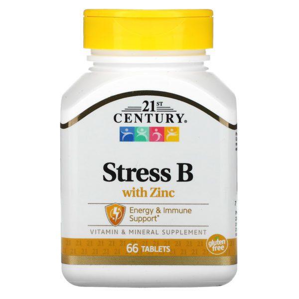 21st Century, Vitamina B con zinc para el estrés, 66 comprimidos