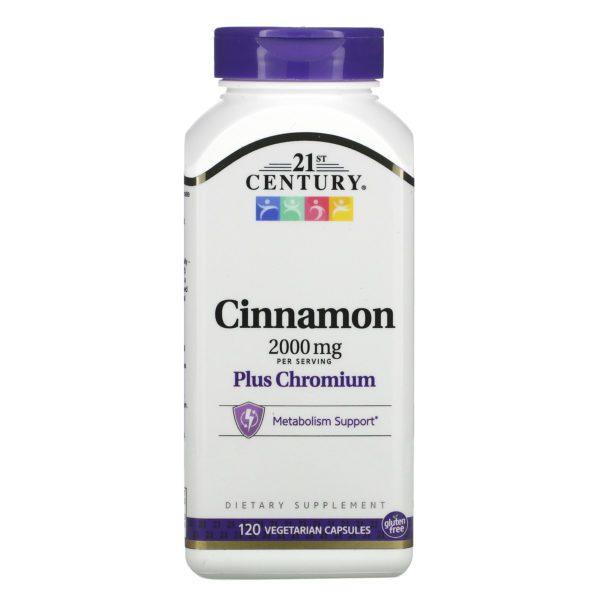 21st Century, Canela con cromo, 2000 mg, 120 cápsulas vegetales
