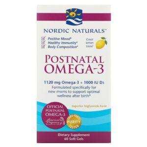 Nordic Naturals, Suplemento posnatal de omega-3, Limón, 1120 mg, 60 cápsulas blandas