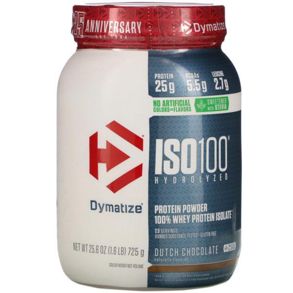 Dymatize Nutrition, ISO100 Hydrolyzed, 100% Whey Protein Isolate, Dutch Chocolate, 1.6 lbs (725 g)