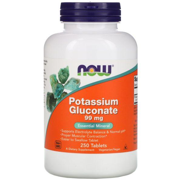 Now Foods, Gluconato de Potasio, 99 mg, 250 Tabletas