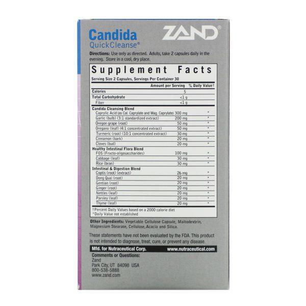 Zand, Candida QuickCleanse, Suplemento alimentario, 60 cápsulas vegetales - Imagen 2