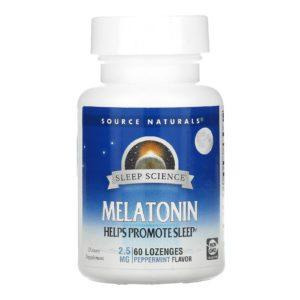 Source Naturals, Melatonin, Peppermint, 2.5 mg, 60 Lozenges