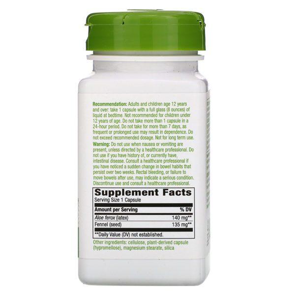 Nature's Way, Aloe Latex with Fennel, 140 mg, 100 Vegan Capsules - Imagen 2
